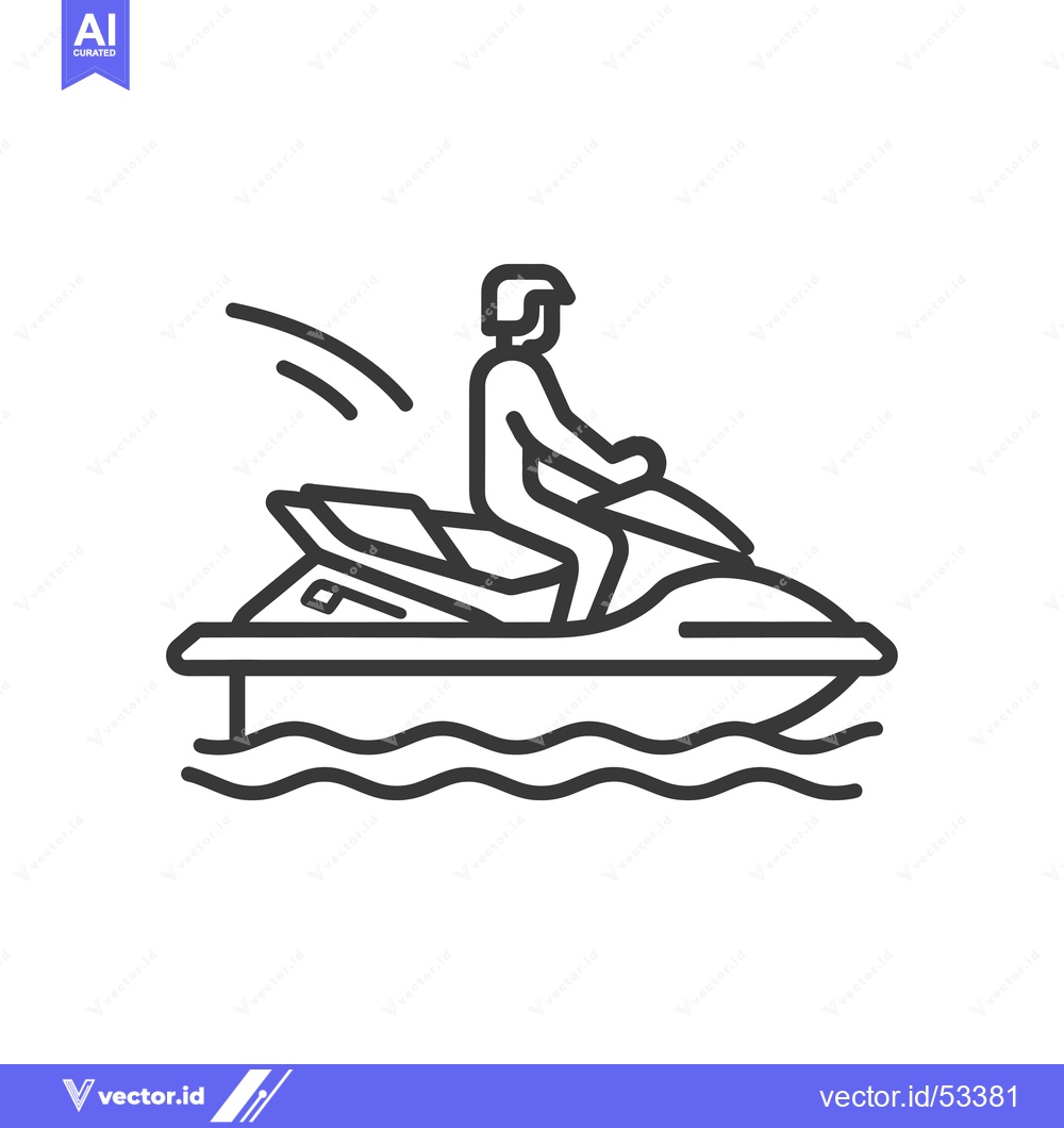 Premium Vector dari Line Art Illustration of a Person Riding a Jet Ski