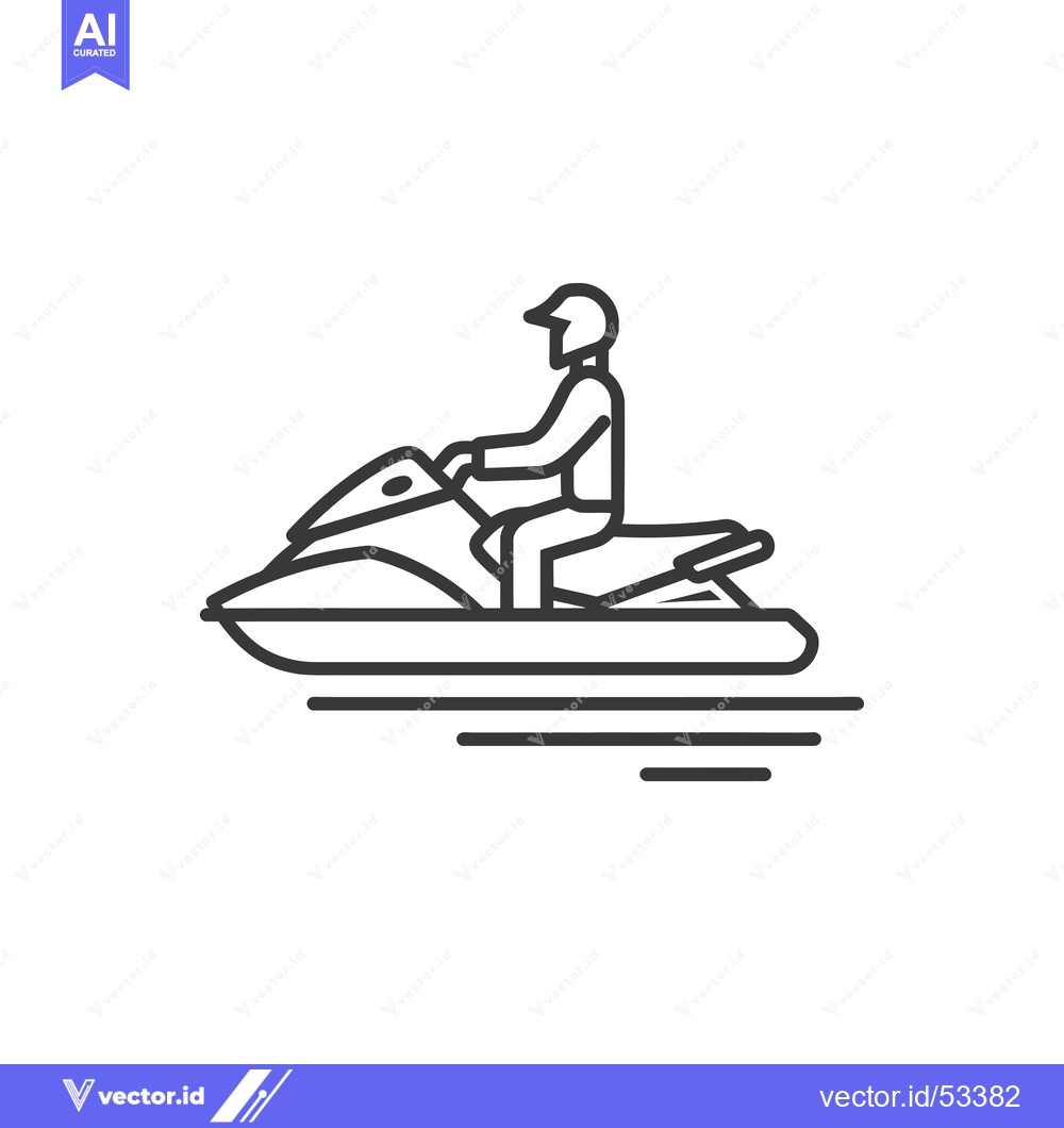 Premium Vector of Line Art Illustration of a Person Riding a Jet Ski