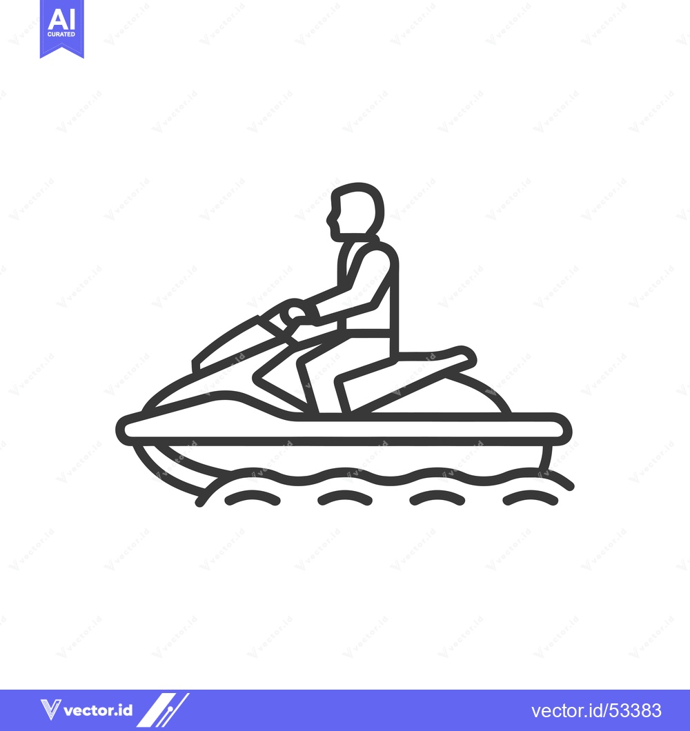 Premium Vector dari Line Art Illustration of a Person Riding a Jet Ski on Water