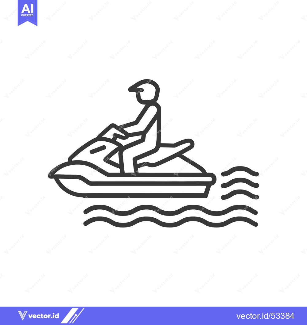 Premium Vector dari Line Art Illustration of a Person Riding a Jet Ski on Water