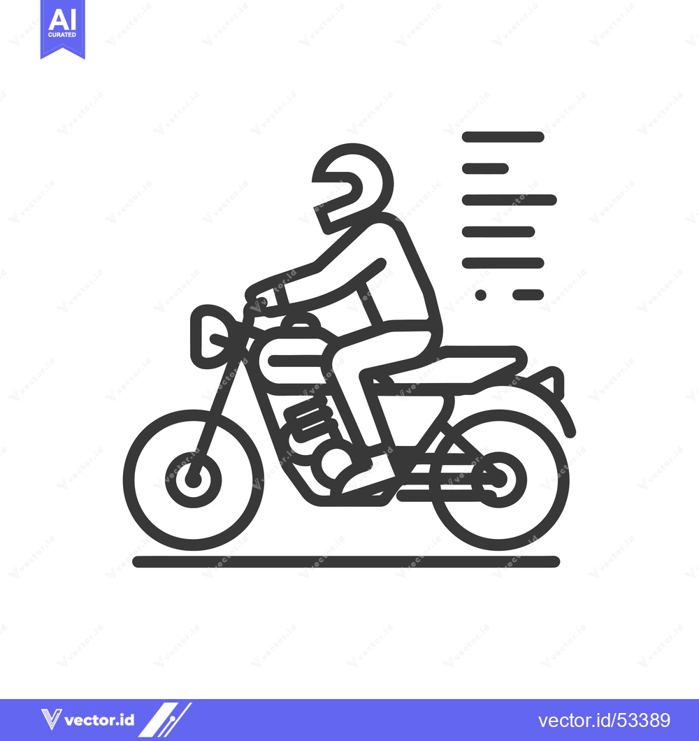 Premium Vector of Line art illustration of a person riding a motorcycle
