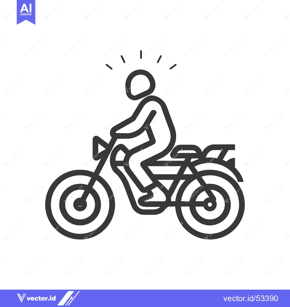 Premium Vector of Line Art Illustration of a Person Riding a Motorcycle with a Bright Id