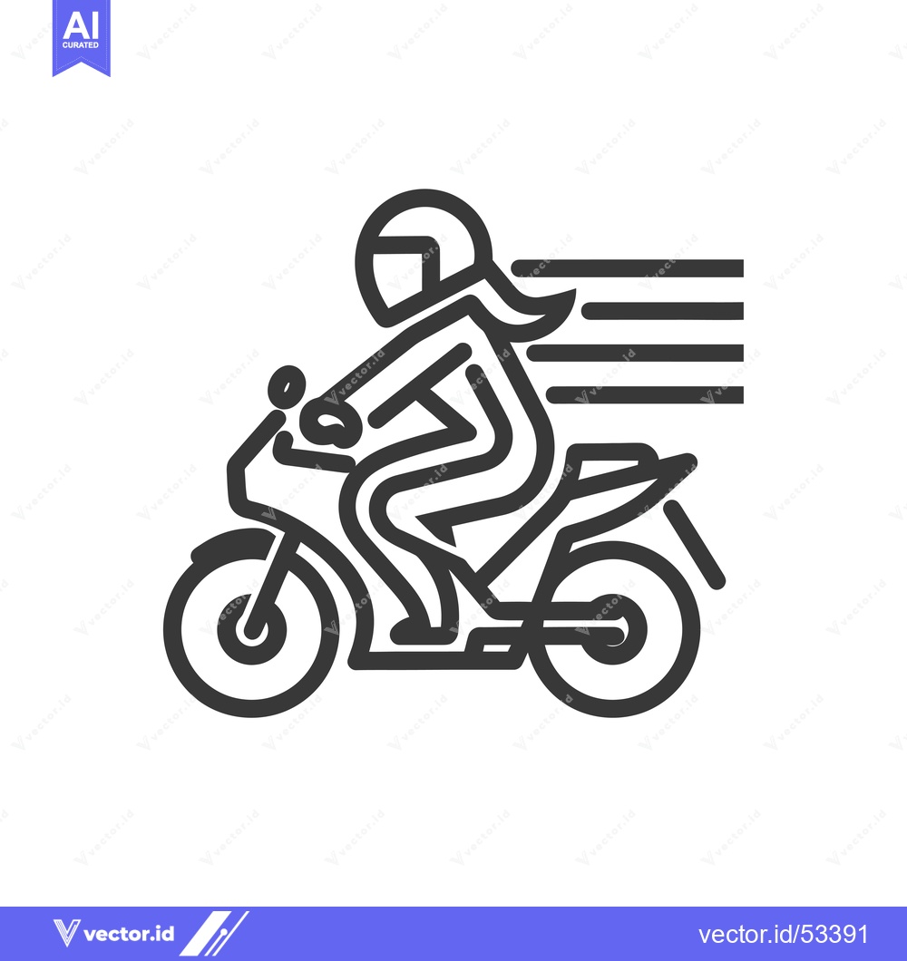 Premium Vector of Line Art Illustration of a Person Riding a Motorcycle with Speed Lines