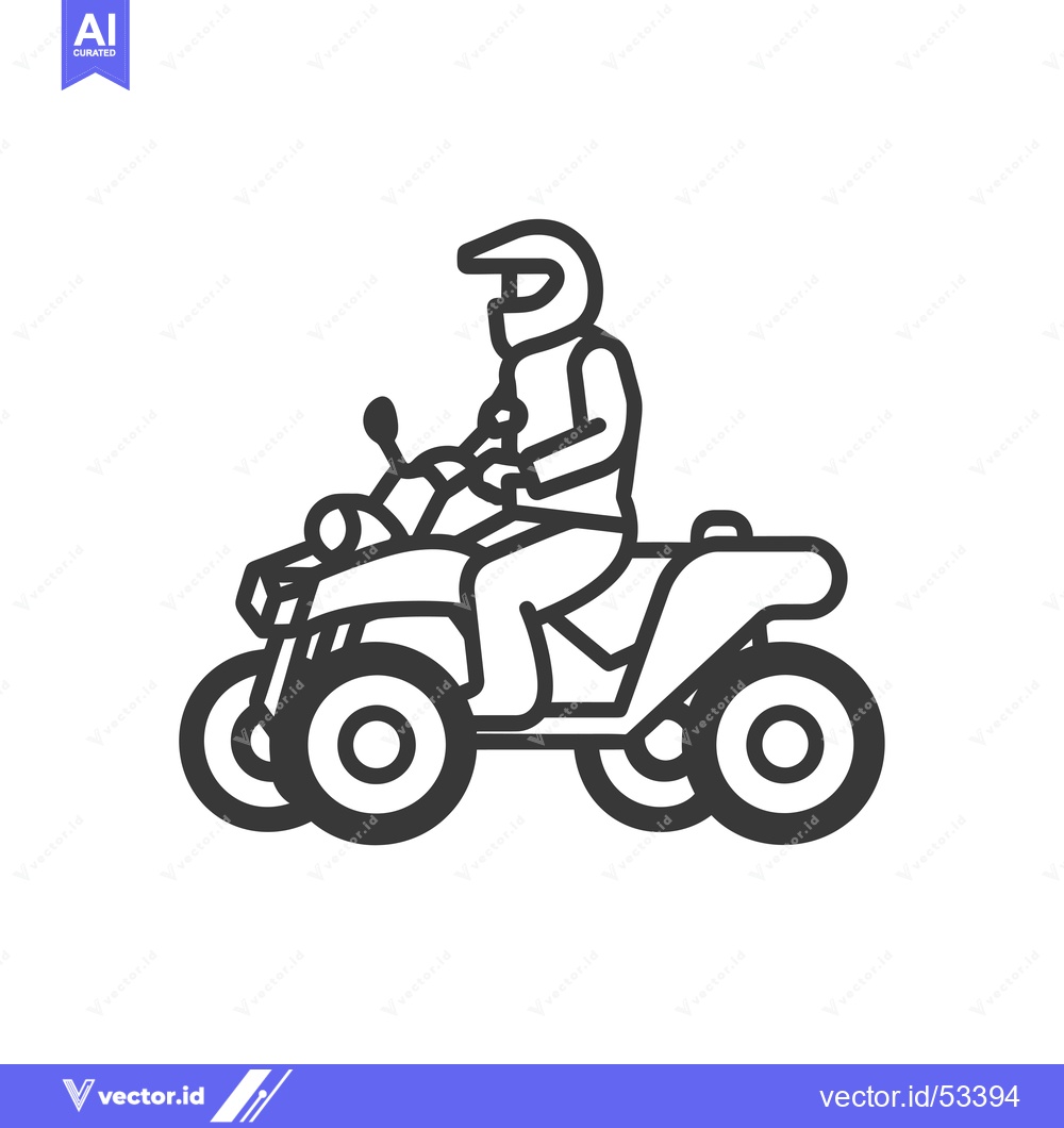 Premium Vector of Line art illustration of a person riding an ATV