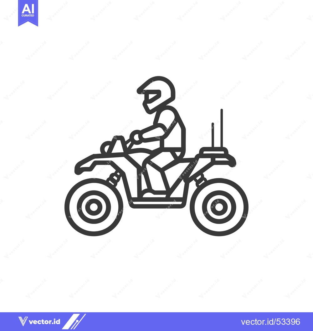 Premium Vector of Line art illustration of a person riding an ATV