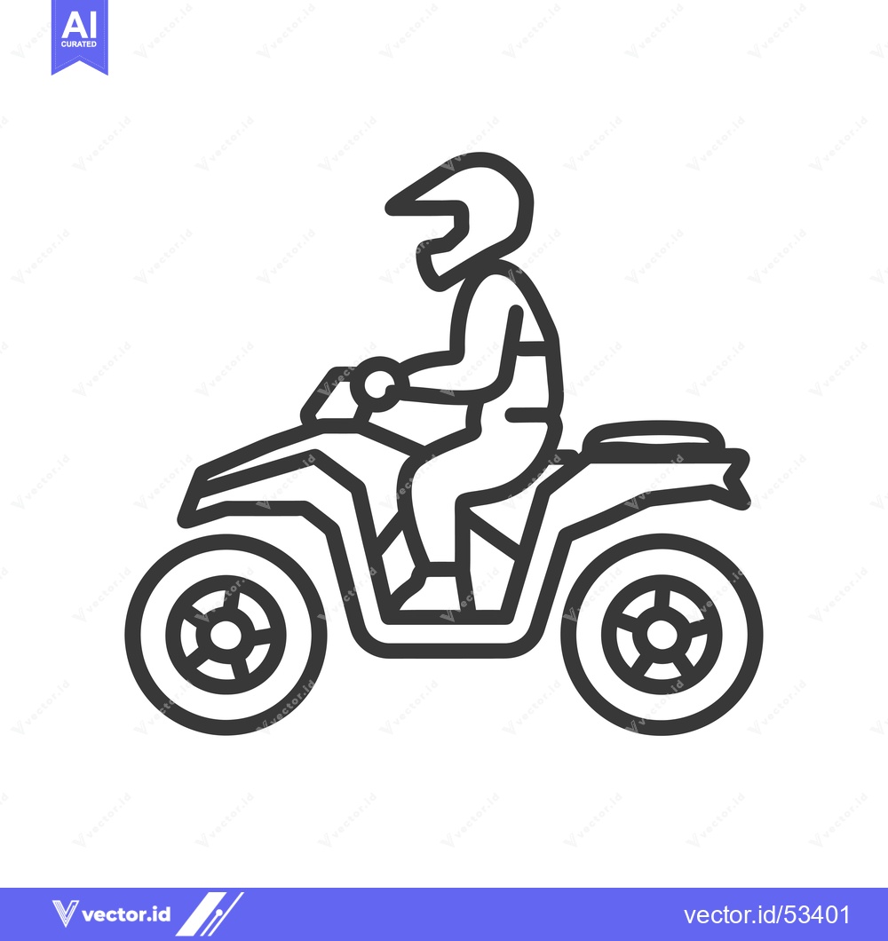 Premium Vector of Line Art Illustration of a Person Riding a Quad Bike