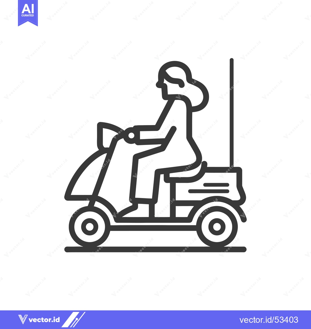 Premium Vector dari Line art illustration of a person riding a scooter