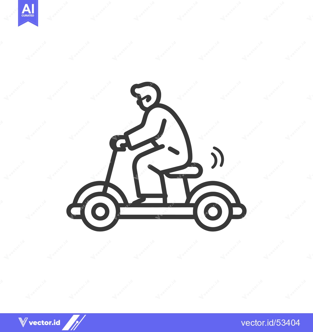 Premium Vector of Line Art Illustration of a Person Riding a Scooter