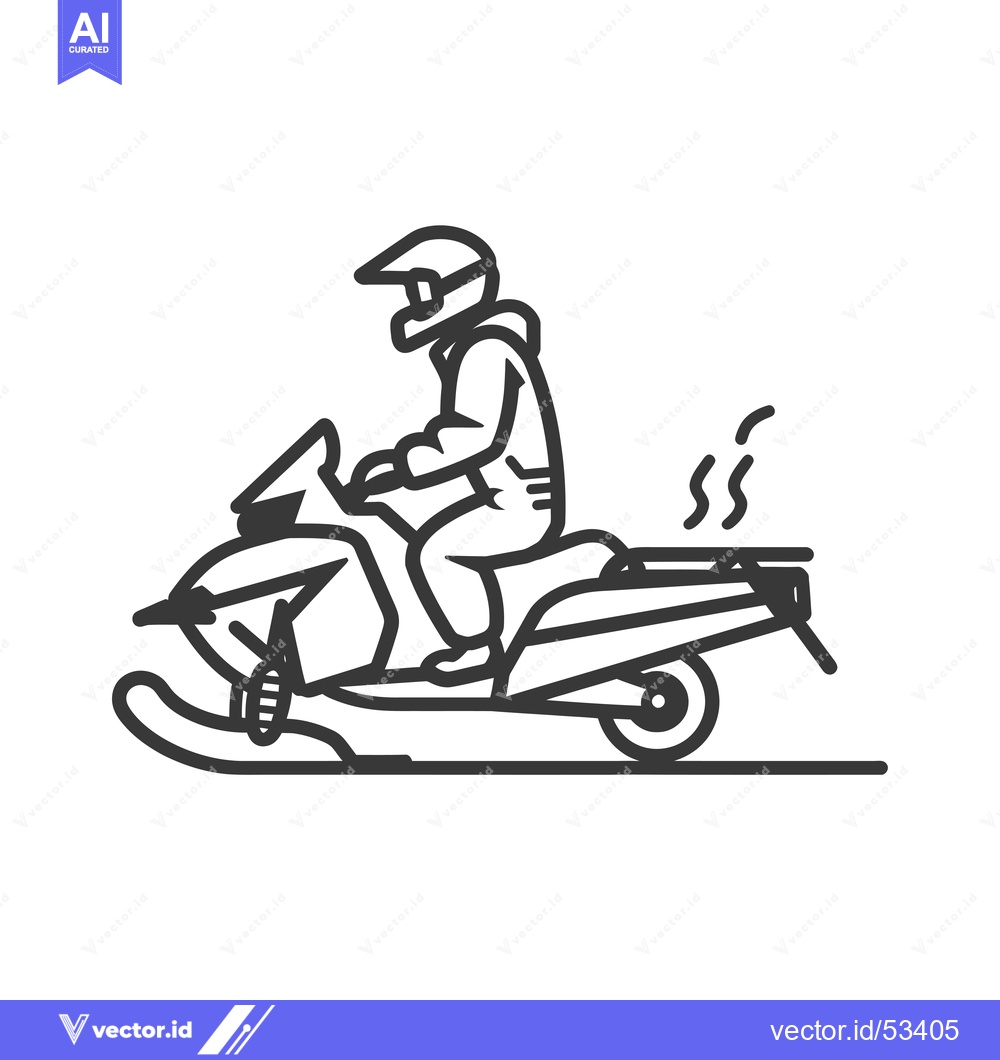 Premium Vector of Line Art Illustration of a Person Riding a Snowmobile