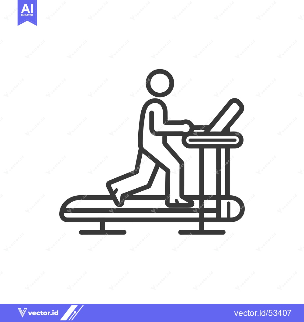 Premium Vector of Line Art Illustration of a Person Running on a Treadmill