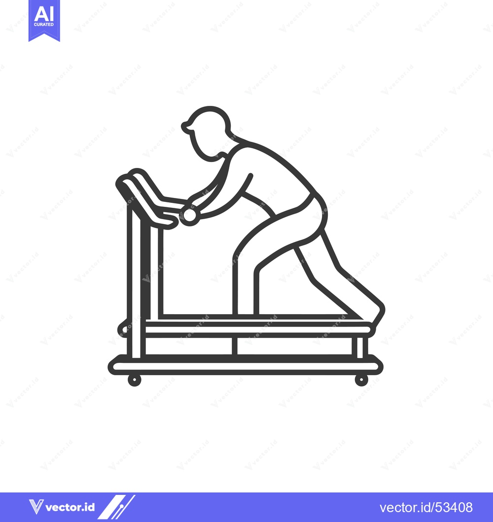 Premium Vector dari Line Art Illustration of a Person Running on a Treadmill