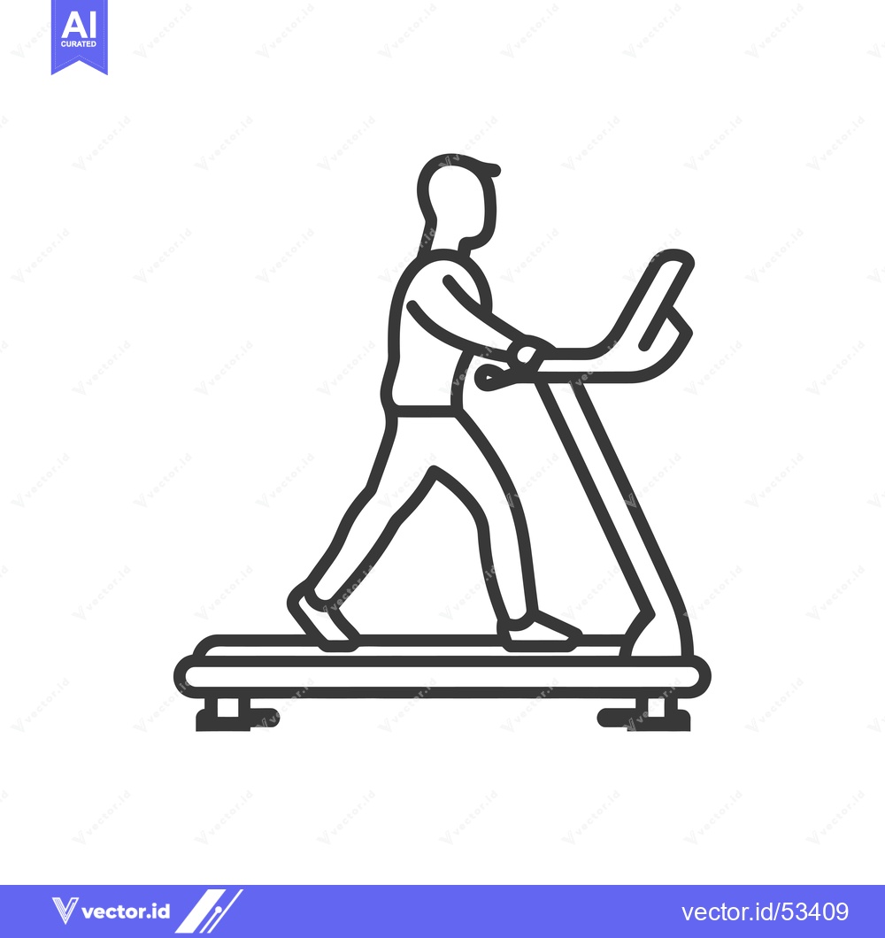 Premium Vector of Line Art Illustration of a Person Running on a Treadmill