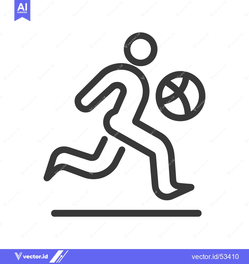 Premium Vector of Line Art Illustration of a Person Running with a Ball
