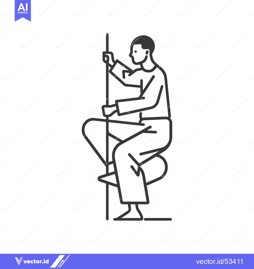 Premium Vector dari Line art illustration of a person seated on a circular platform attach