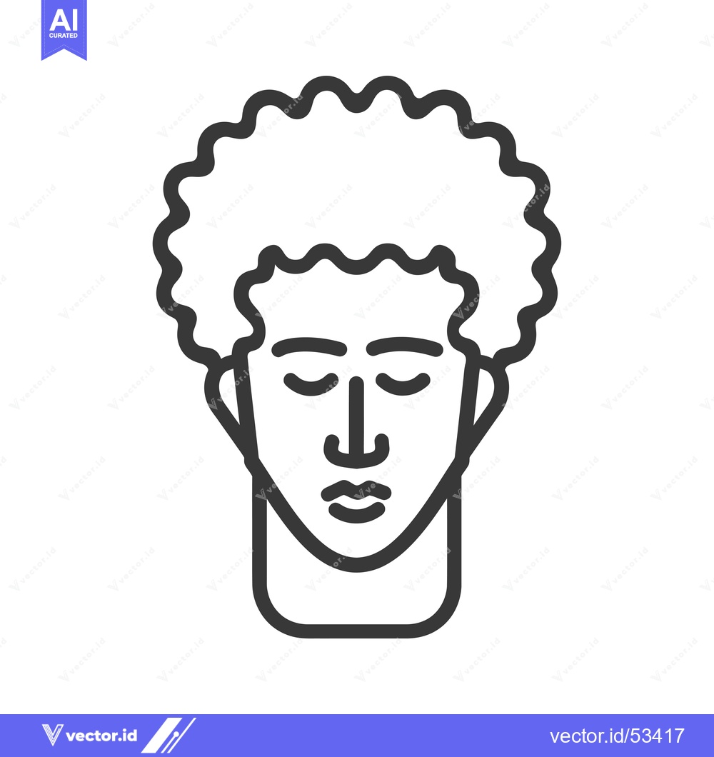 Premium Vector dari Line Art Illustration of a Person's Face with Curly Hair