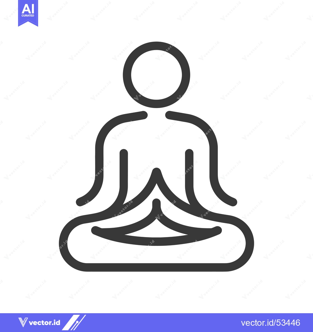 Premium Vector dari Line art illustration of a person sitting in a lotus position