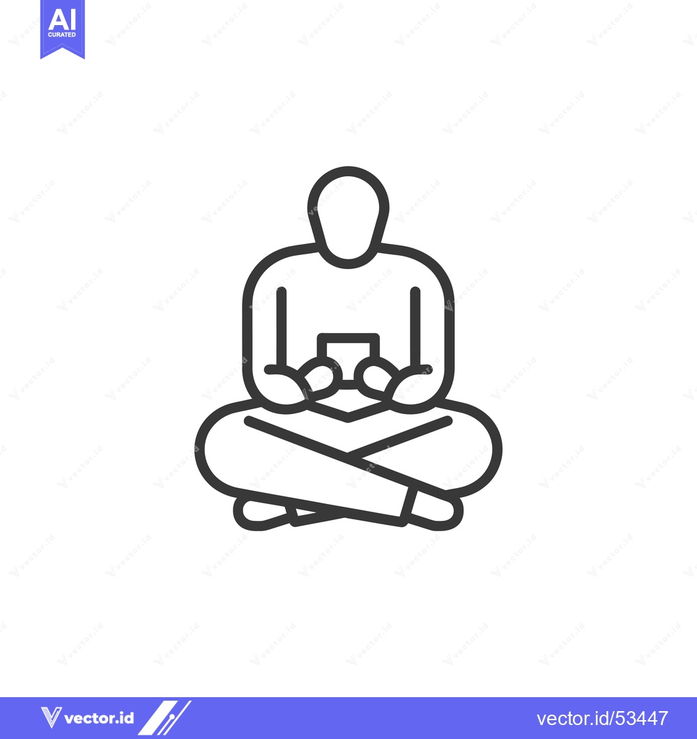 Premium Vector dari Line Art Illustration of a Person Sitting in a Meditation Pose While H