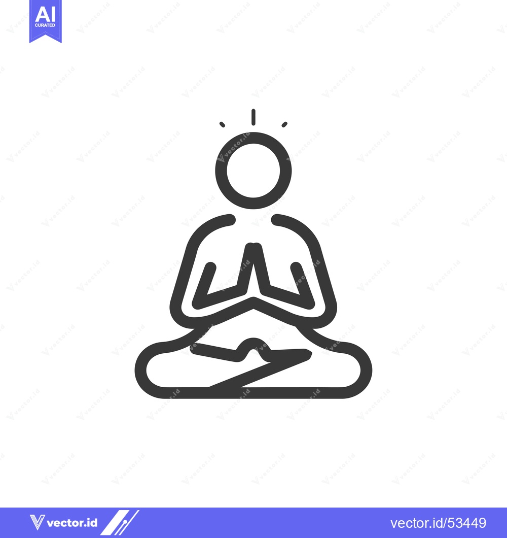 Premium Vector dari Line Art Illustration of a Person Sitting in a Meditative Pose with a