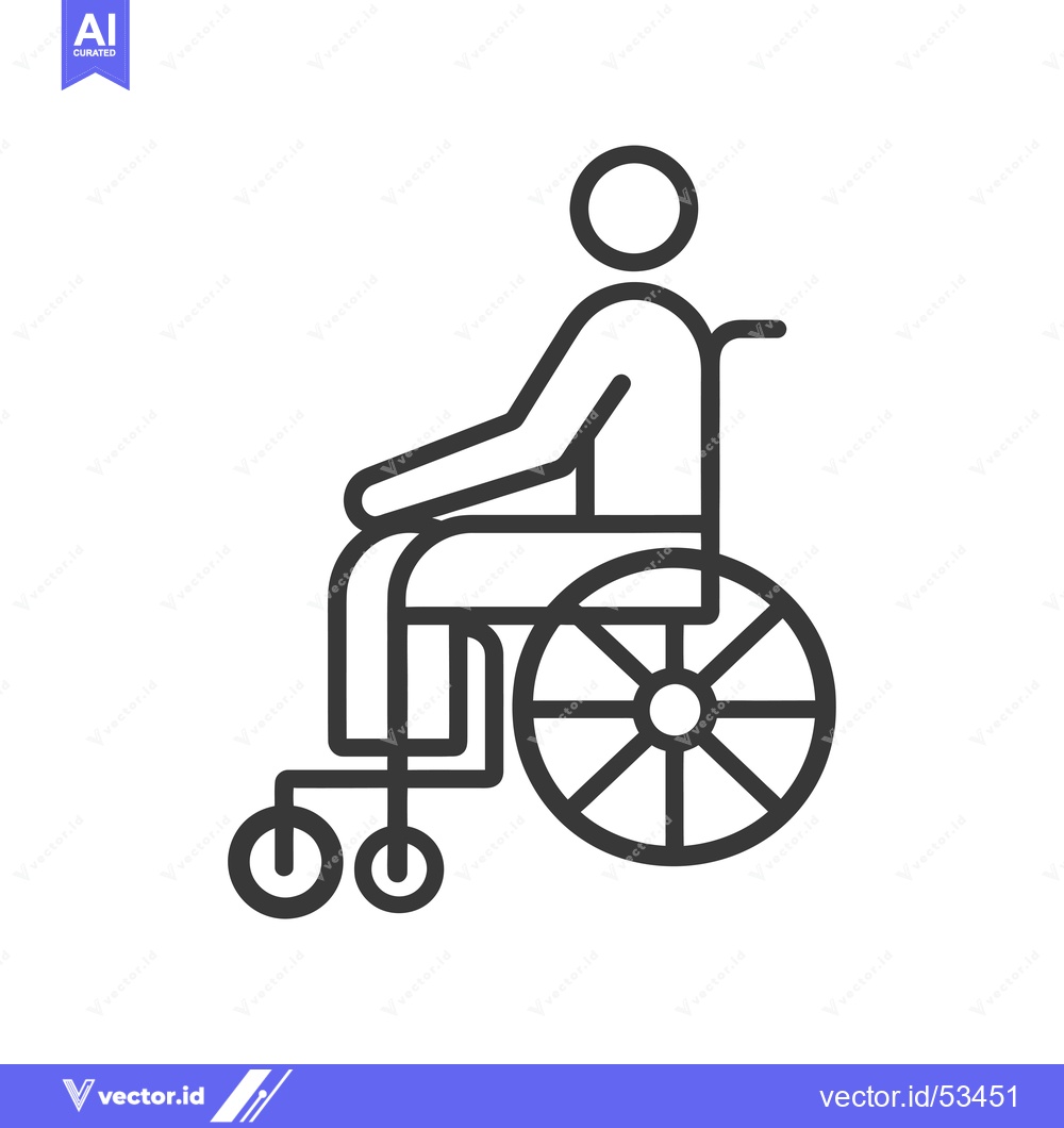 Premium Vector of Line art illustration of a person sitting in a wheelchair