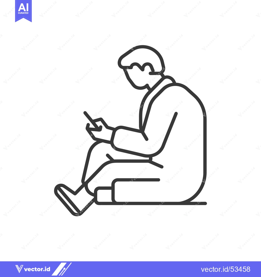 Premium Vector dari Line art illustration of a person sitting on the floor and looking at