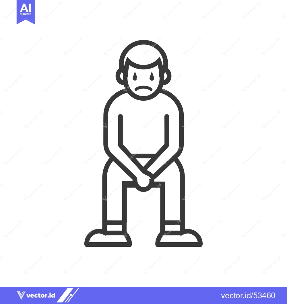 Premium Vector dari Line Art Illustration of a Person Sitting with a Sad Expression and Te