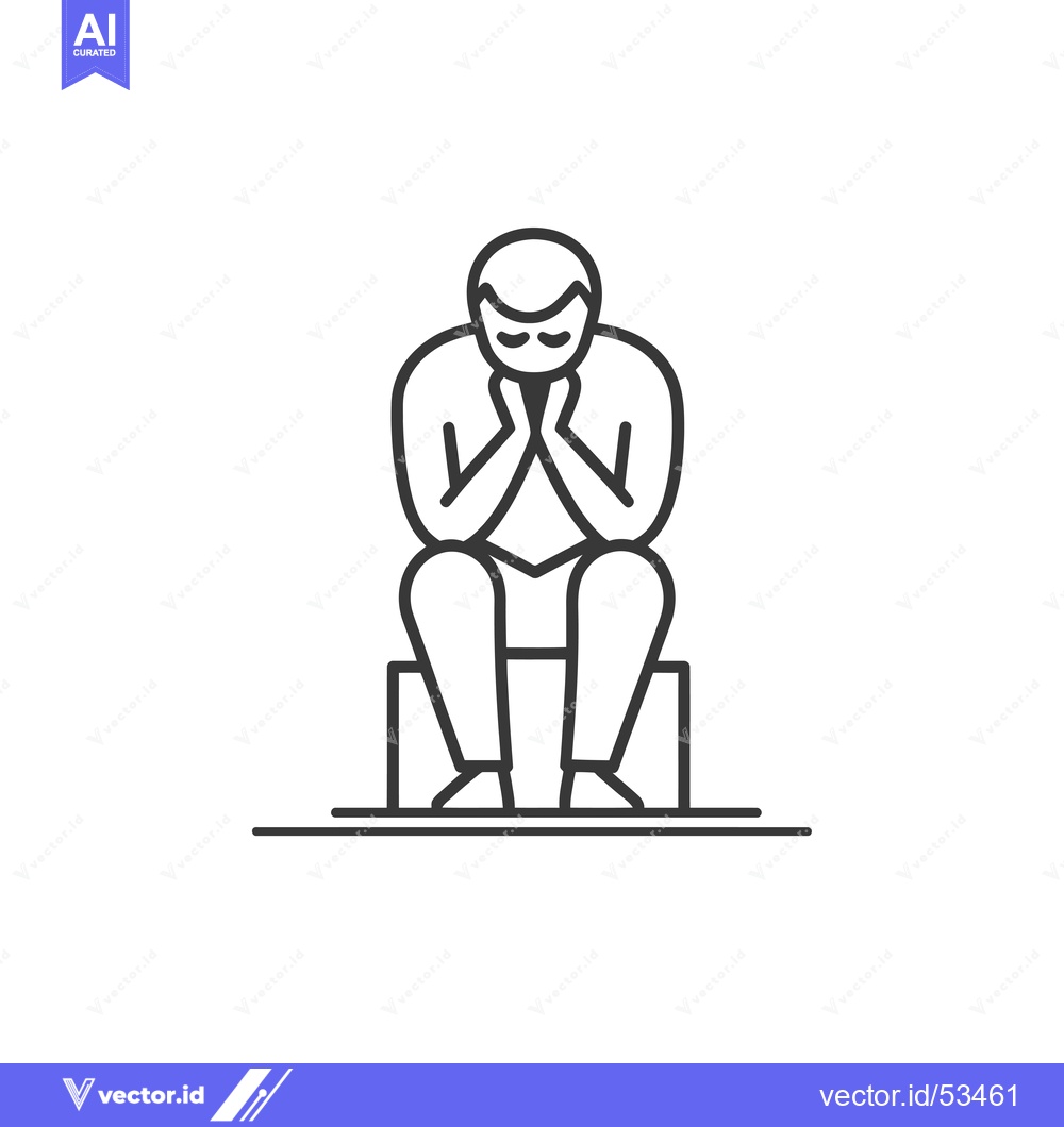 Premium Vector of Line Art Illustration of a Person Sitting with Hands Clasped Together