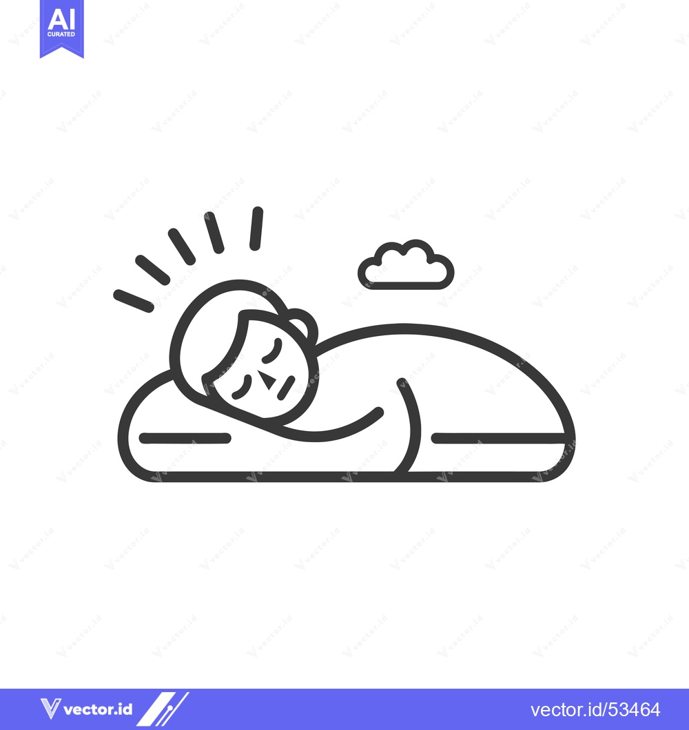 Premium Vector of Line Art Illustration of a Person Sleeping in a Bed