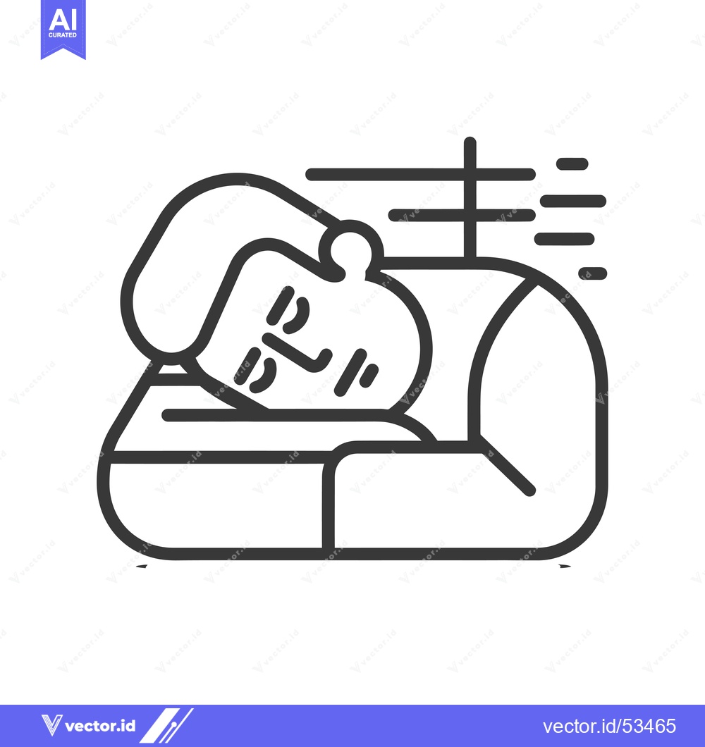 Premium Vector of Line Art Illustration of a Person Sleeping in Bed