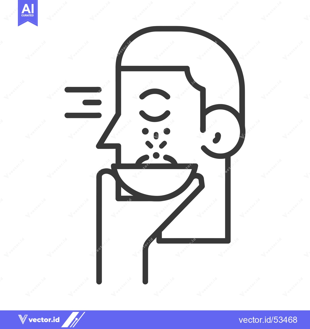 Premium Vector of Line art illustration of a person smelling a cup
