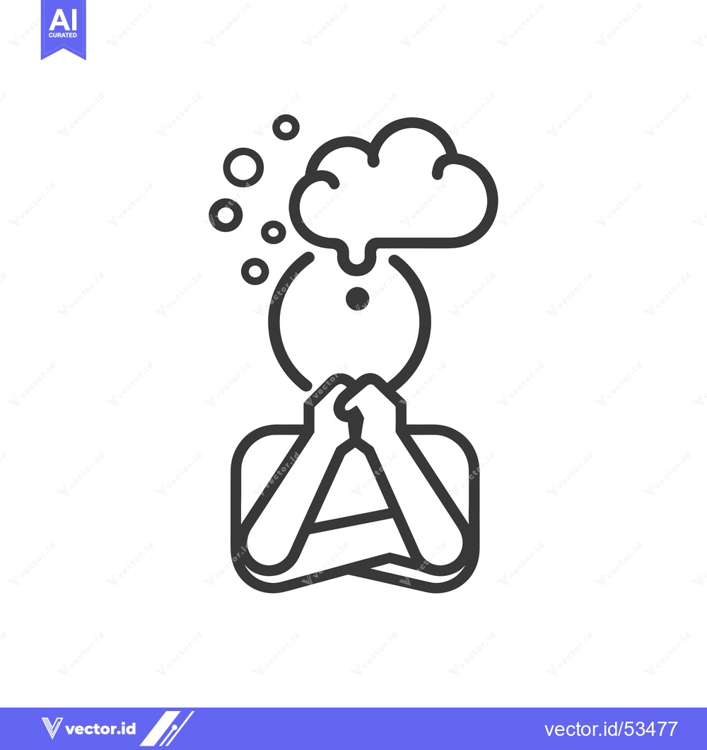 Premium Vector dari Line Art Illustration of a Person Thinking with a Cloud Above Their He