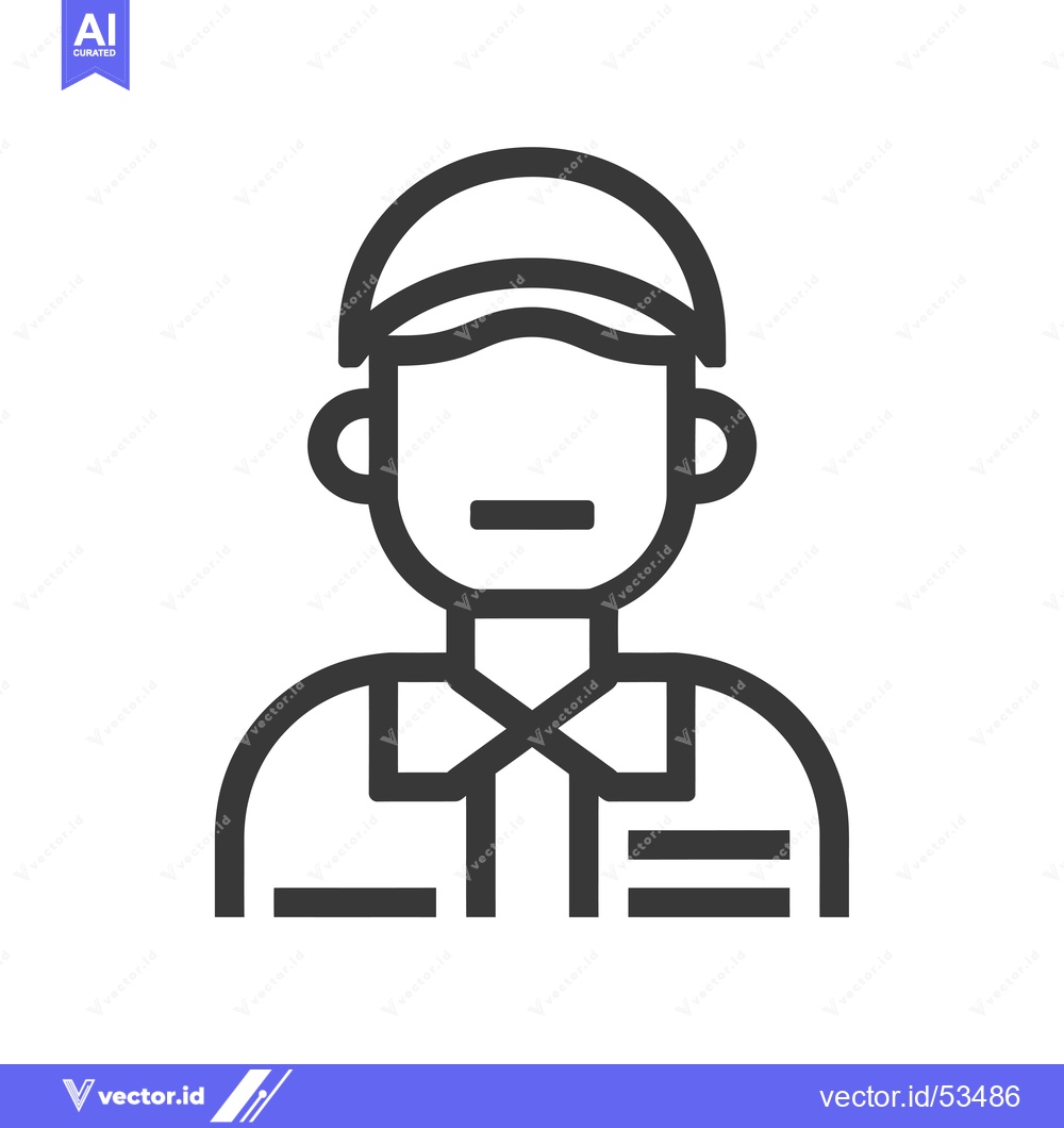 Premium Vector dari Line art illustration of a person wearing a cap and a collared shirt