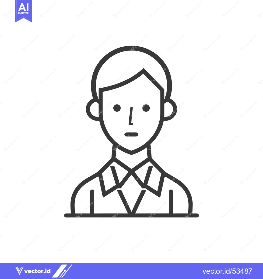 Premium Vector dari Line art illustration of a person wearing a collared shirt