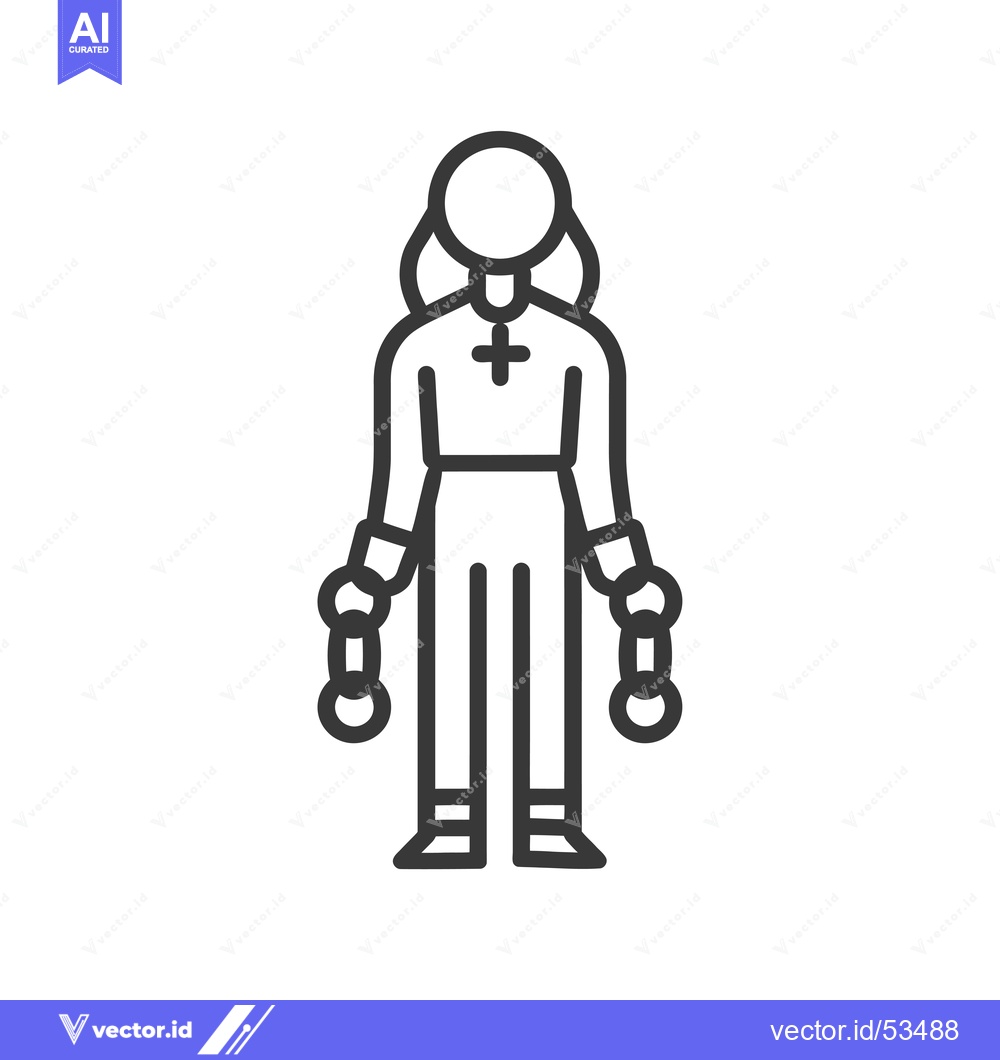 Premium Vector dari Line Art Illustration of a Person Wearing a Cross and Holding Chains