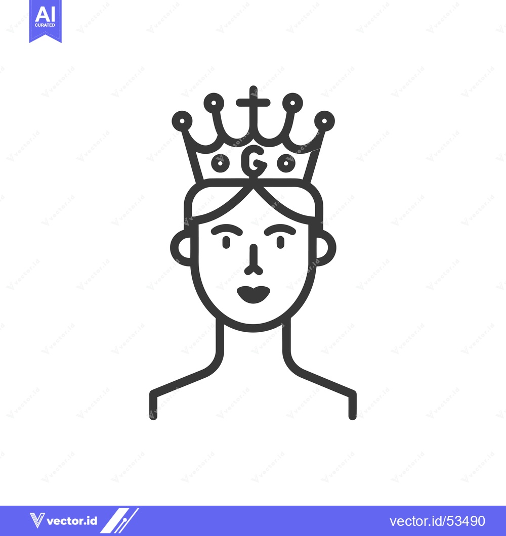 Premium Vector dari Line Art Illustration of a Person Wearing a Crown with a "G" on It