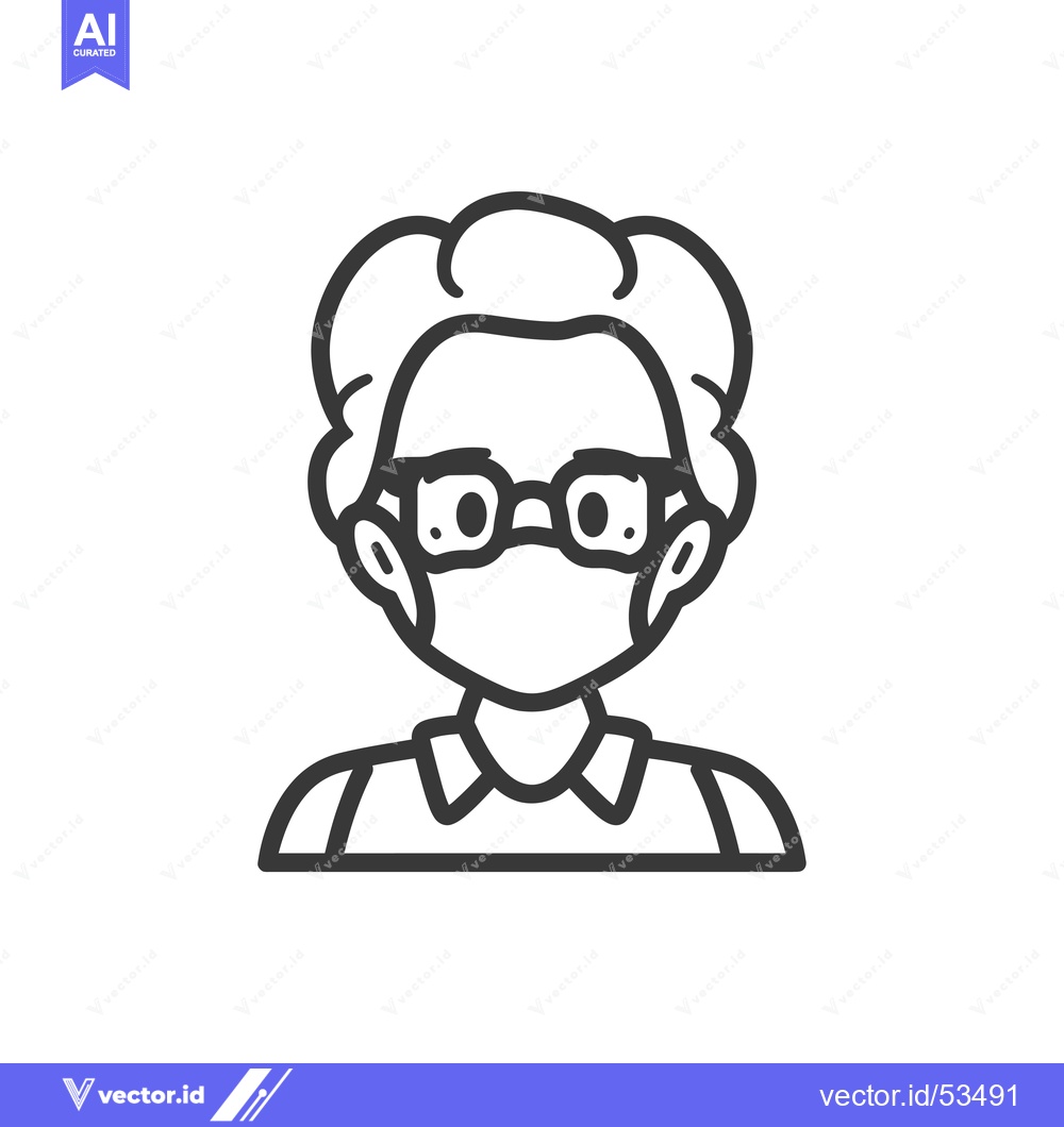 Premium Vector of Line Art Illustration of a Person Wearing a Face Mask and Glasses