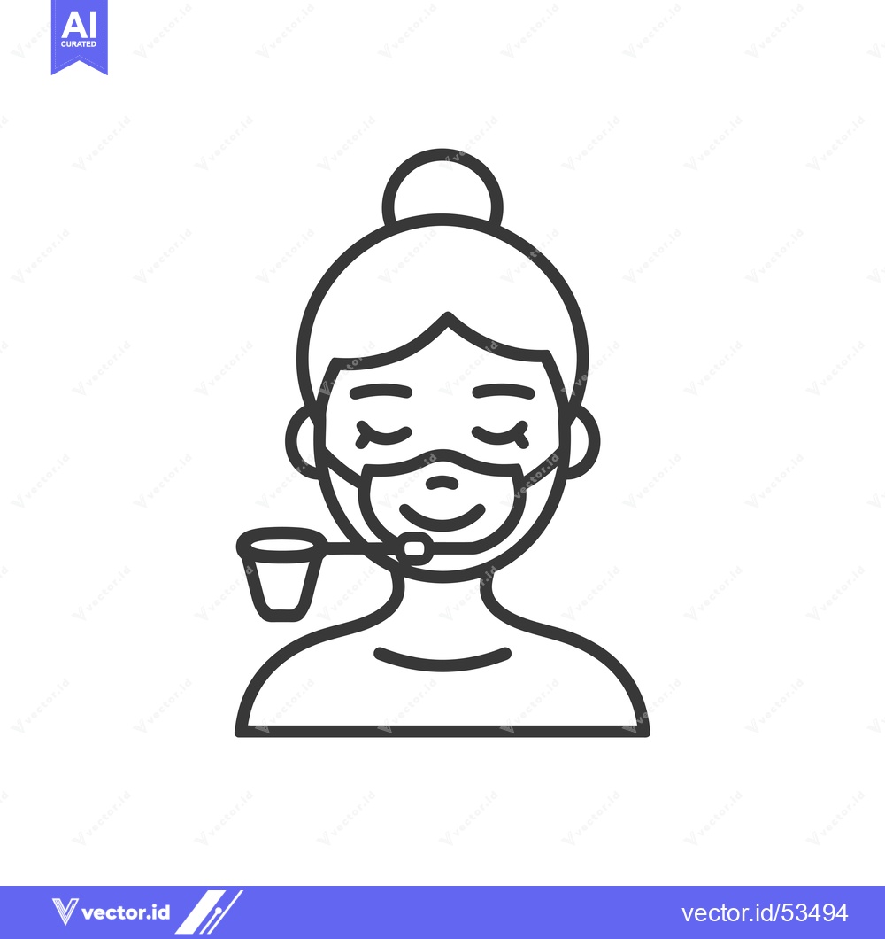 Premium Vector dari Line Art Illustration of a Person Wearing a Face Mask and Smoking a Pi