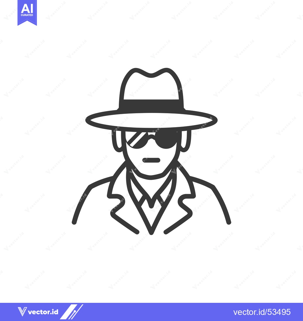 Premium Vector of Line Art Illustration of a Person Wearing a Fedora and Sunglasses