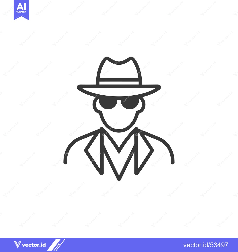Premium Vector of Line Art Illustration of a Person Wearing a Fedora and Sunglasses