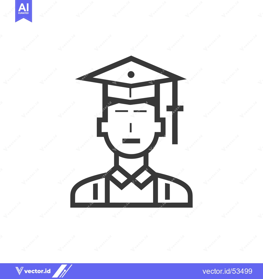 Premium Vector dari Line art illustration of a person wearing a graduation cap