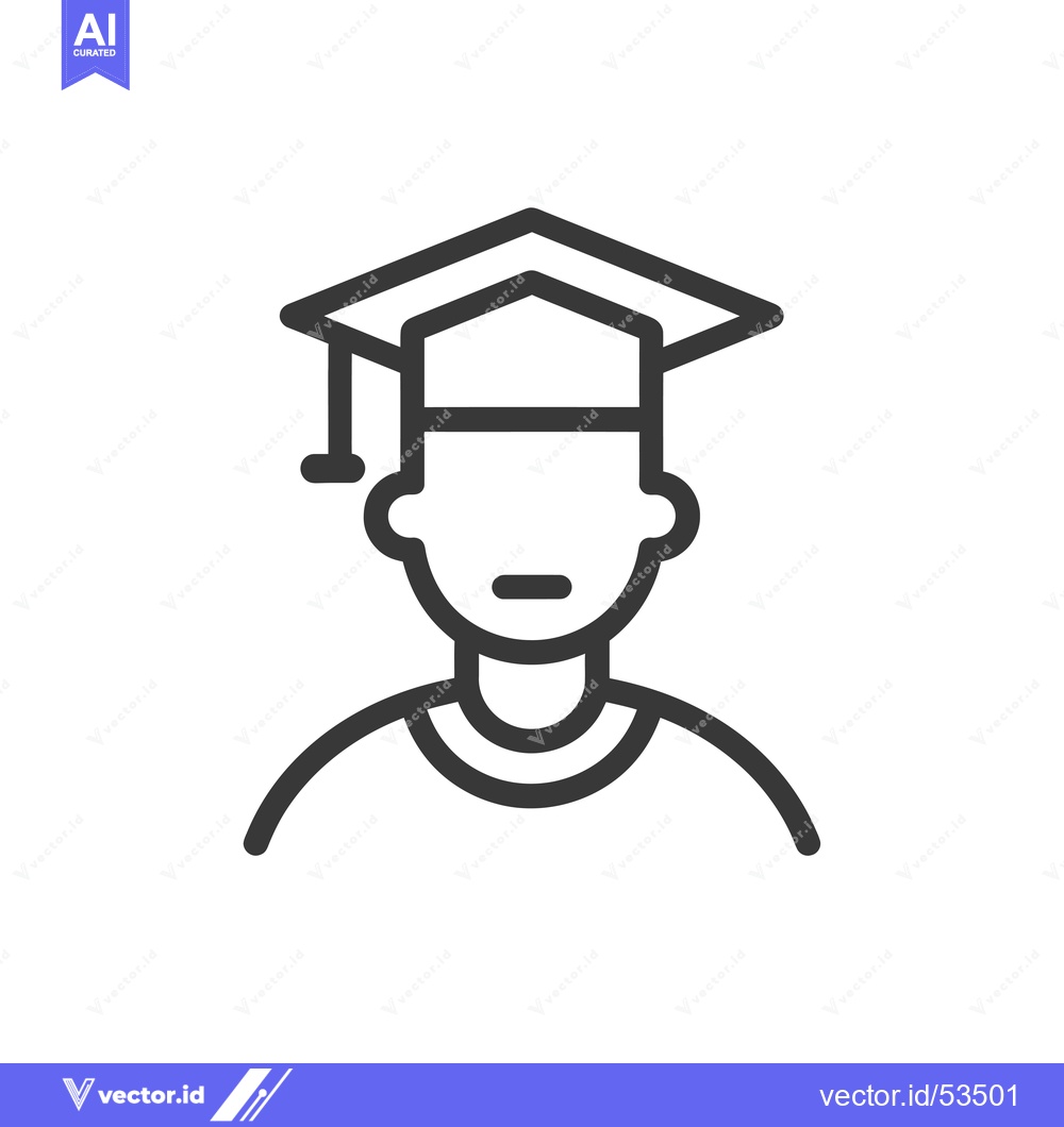 Premium Vector of Line art illustration of a person wearing a graduation cap