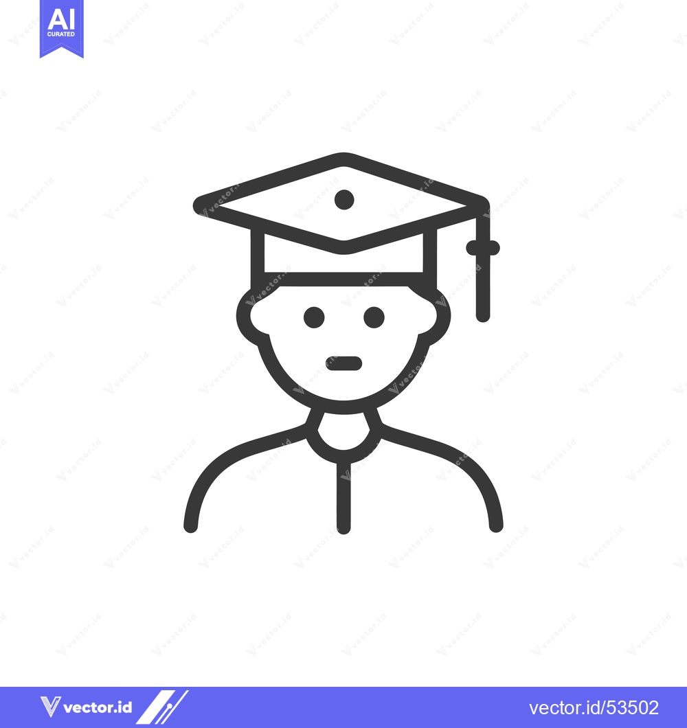 Premium Vector of Line art illustration of a person wearing a graduation cap