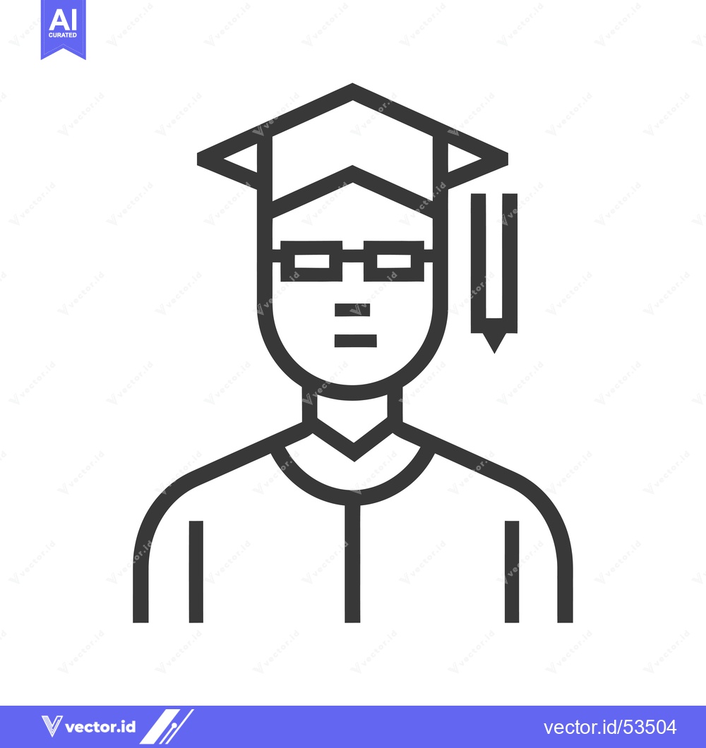 Premium Vector dari Line Art Illustration of a Person Wearing a Graduation Cap and Glasses