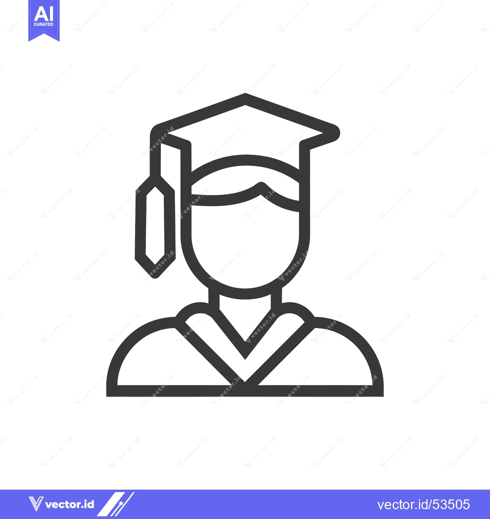 Premium Vector dari Line art illustration of a person wearing a graduation cap and gown