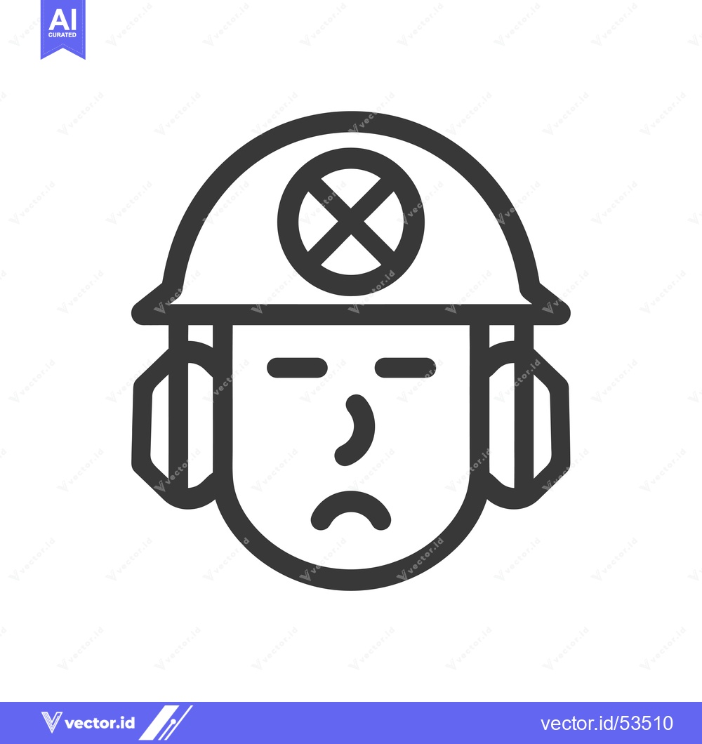 Premium Vector dari Line Art Illustration of a Person Wearing a Hard Hat and Ear Protectio