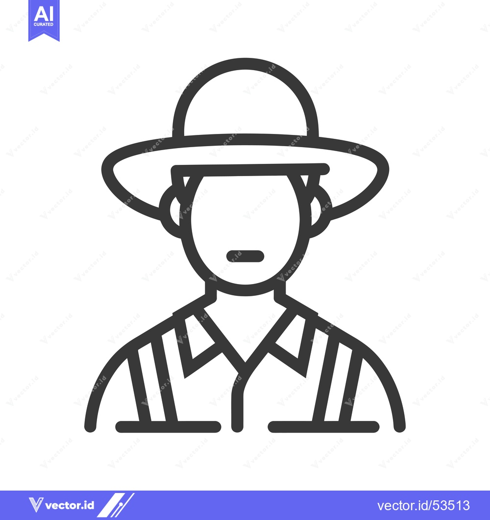Premium Vector dari Line Art Illustration of a Person Wearing a Hat and Striped Shirt