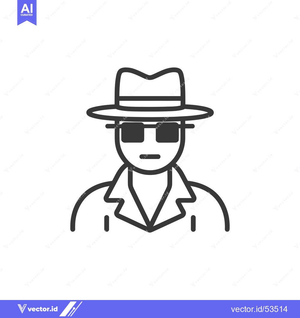 Premium Vector dari Line Art Illustration of a Person Wearing a Hat, Sunglasses, and a Coa