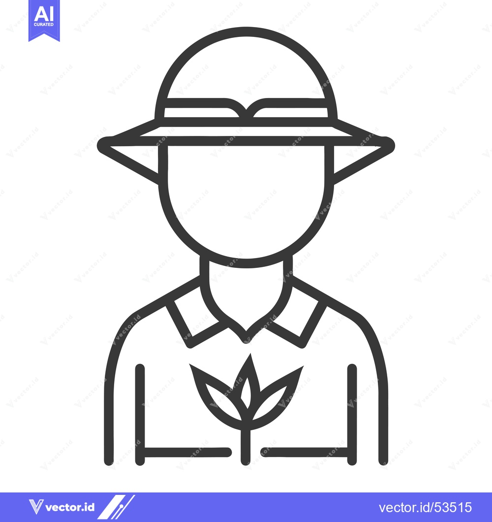 Premium Vector dari Line Art Illustration of a Person Wearing a Hat with a Plant on Their
