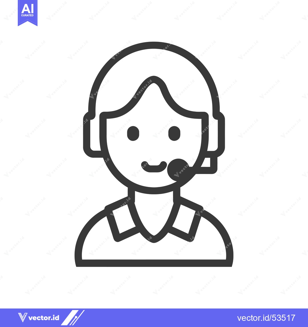 Premium Vector dari Line art illustration of a person wearing a headset