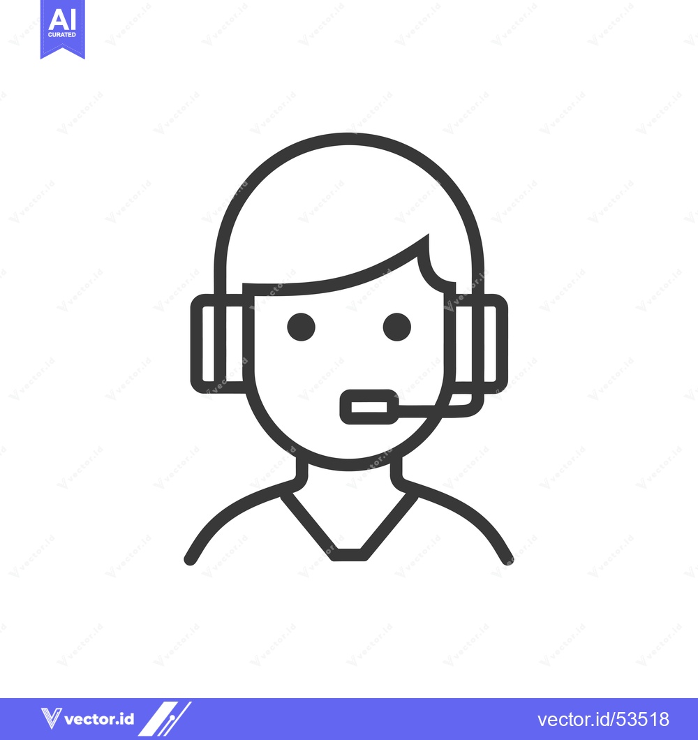 Premium Vector dari Line art illustration of a person wearing a headset