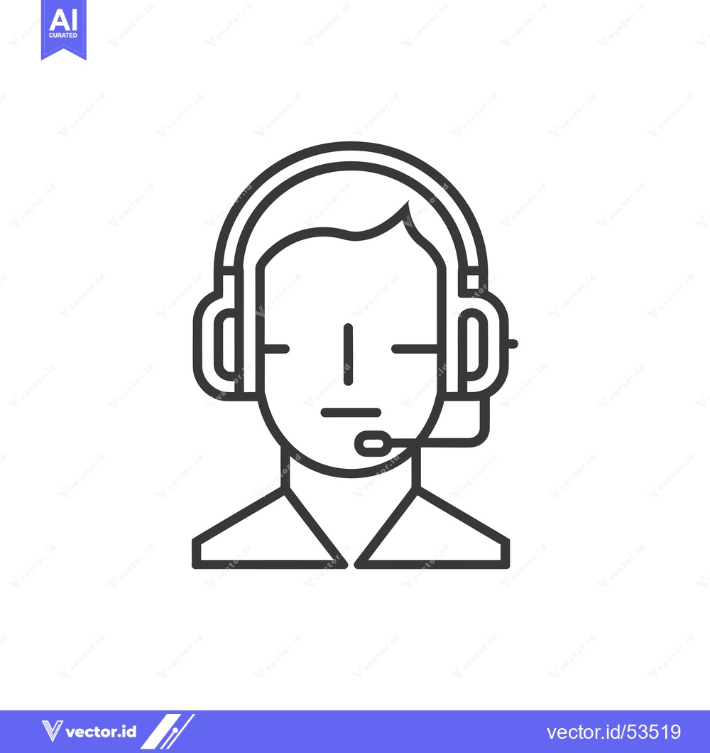 Premium Vector dari Line art illustration of a person wearing a headset